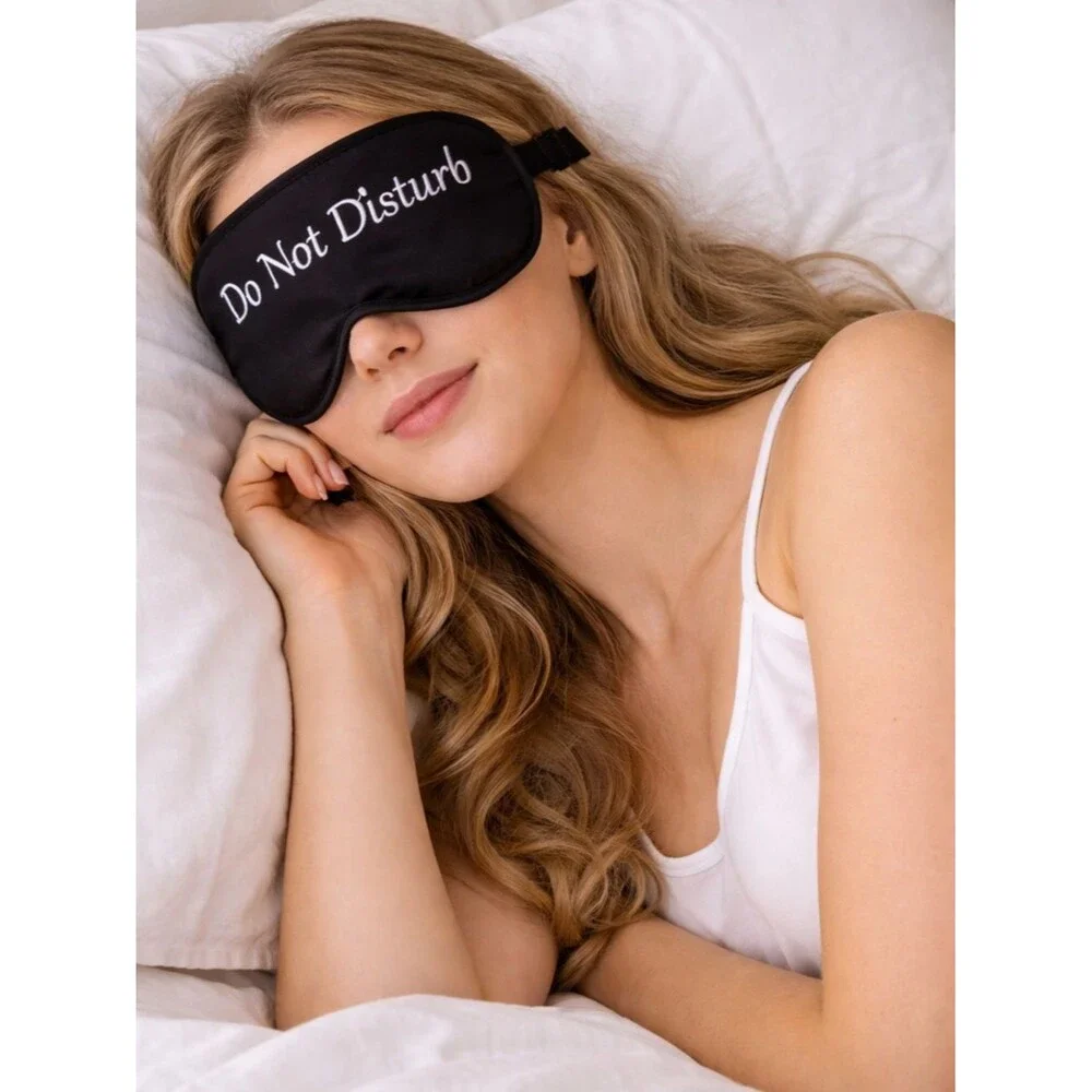 “Do Not Disturb” Satin Sleep Eye Mask – Black